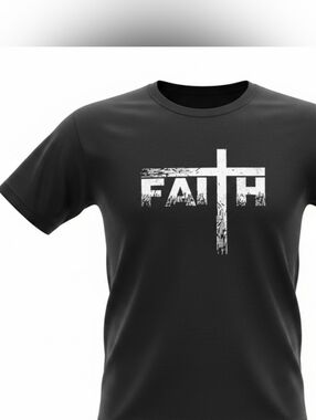 Access - Men's Black Short Sleeve Christian Tee Shirt, Crew Neck, Size Lg.